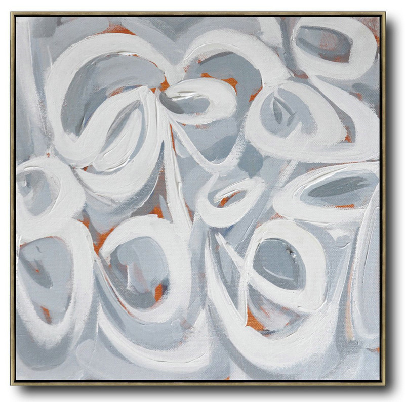 Abstract Painting Extra Large Canvas Art,Oversized Palette Knife Painting Contemporary Art On Canvas,Living Room Wall Art,Violet Grey,White,Orange.etc